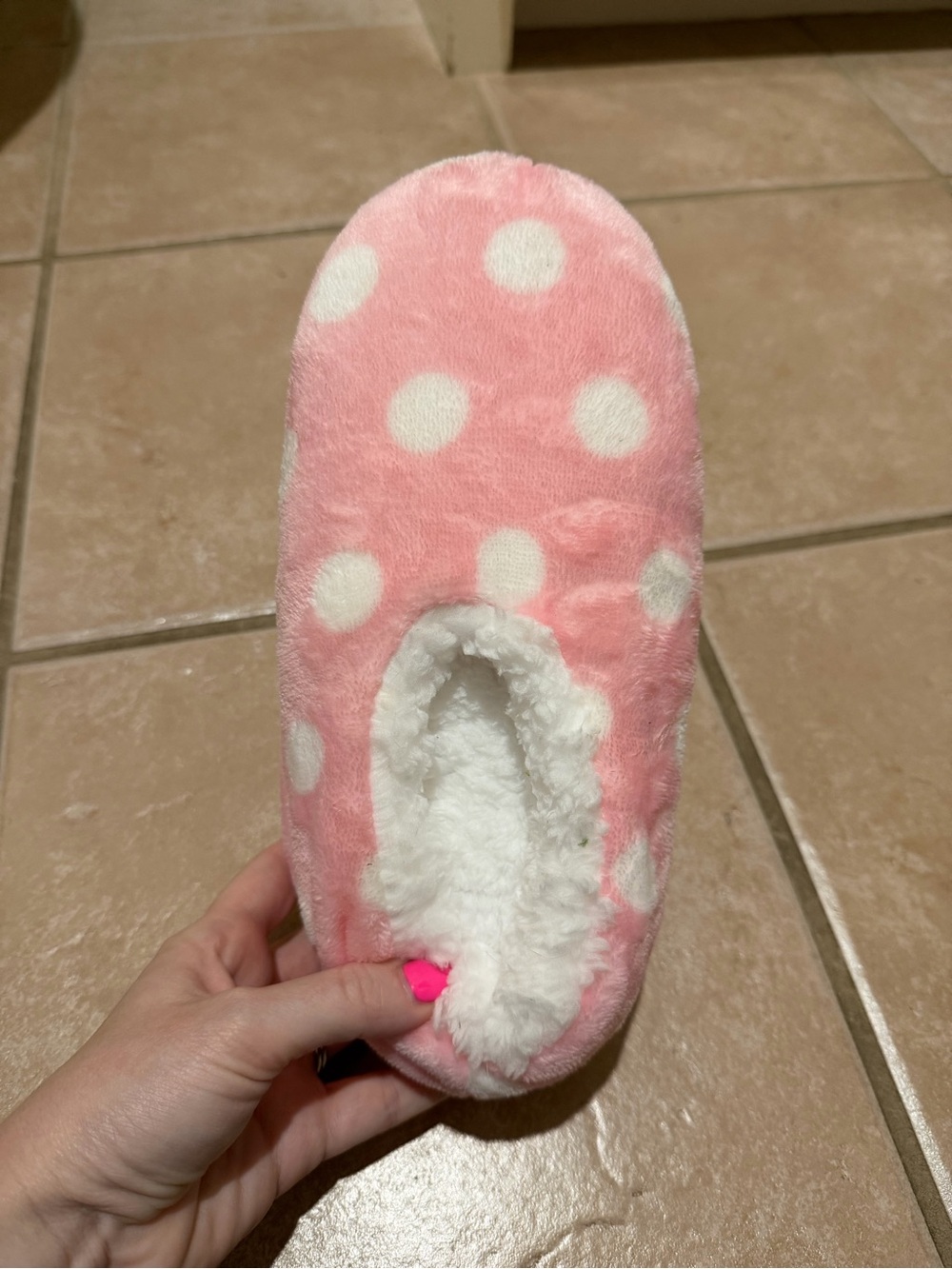 Snoozies Pink Polka Dot Memory Foam Slipper size Medium